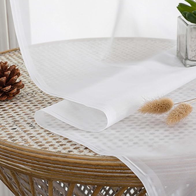 Chyhomenyc Extra Long White Sheer Curtains 108 Inches Long 2 Panels, Light Filtering White Curtains for Living Room, Soft Gentle Voile Rod Pocket Bedroom Window Drapes, 59Wx108L Inch, 9FT, 2PCS