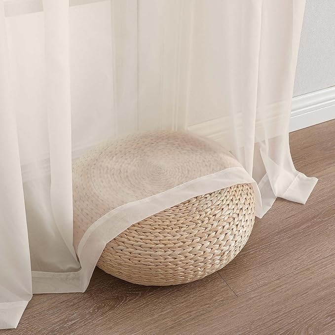 OVZME Sheer Cream Curtains 108 Inches Long 2 Panels Set, 59 Inch Extra Wide Lightweight Airy Cream Sheer Curtain for Living Room Bedroom, Filmy Voile Rod Pocket, 59Wx108L Inches
