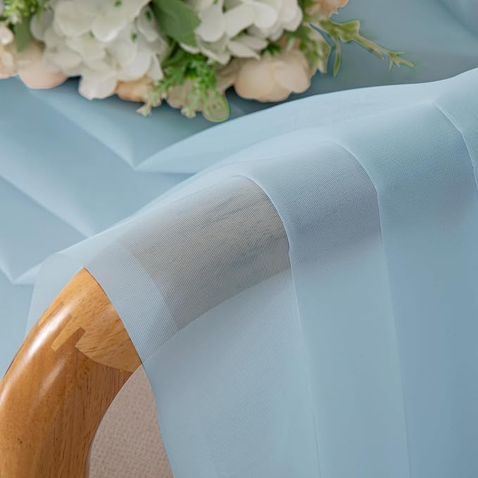 Chyhomenyc Sheer Sky Blue Curtains 90 inches Long 2 Panels, Light Filtering Soft Airy Solid Elegant Voile Window Treatment Drapes for Bedroom Living Room Wedding Party Decor, 42 Wx90 L Inches