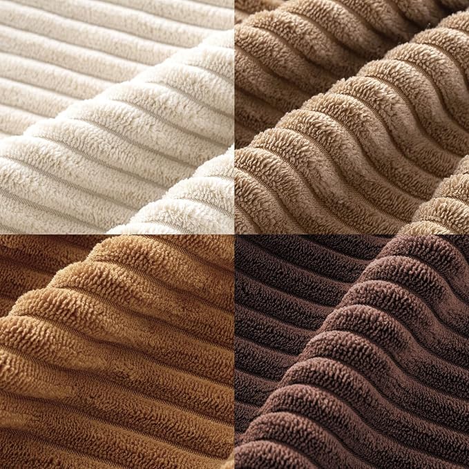 MIULEE Boho Farmhouse Throw Pillow Covers 24x24 Inch Set of 4 Rustic Mordern Neutral Cushion Covers Soft Corduroy Nordic Home Decor for Couch Bed Sofa Living Room Brown