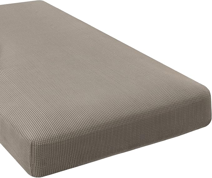 H.VERSAILTEX Super Stretch Individual Chaise Cover Sectional Couch Covers for L Shaped Sofa Both Left/Right Featuring Thick Jacquard Textured Twill Fabric (1 Piece Chaise Cover Large, Taupe)