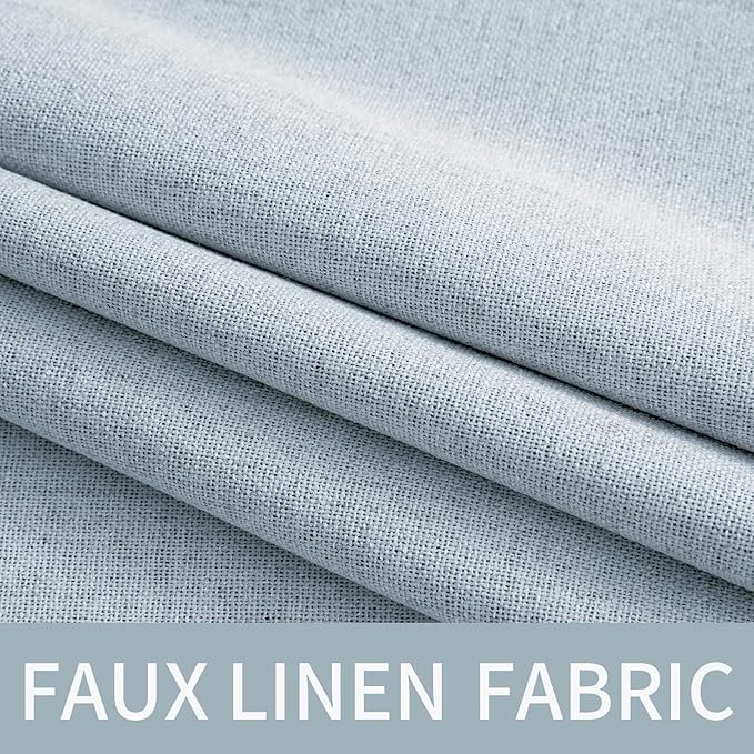 MIULEE Linen Textured Curtains for Bedroom Solid 100% Blackout Thermal Insulated Chambray Blue Grommet Room Darkening Curtains & Drapes Luxury Decor for Living Room Nursery 52 x 45 Inch (2 Panels)