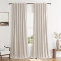 Guken 100% Blackout Curtains 108 Inch Length 2 Panels Set for Living Room Bedroom Back Tab Thermal Insulated Black Out Linen Drapes Room Darkening Window Curtains 108 Inches Long, Sand Beige