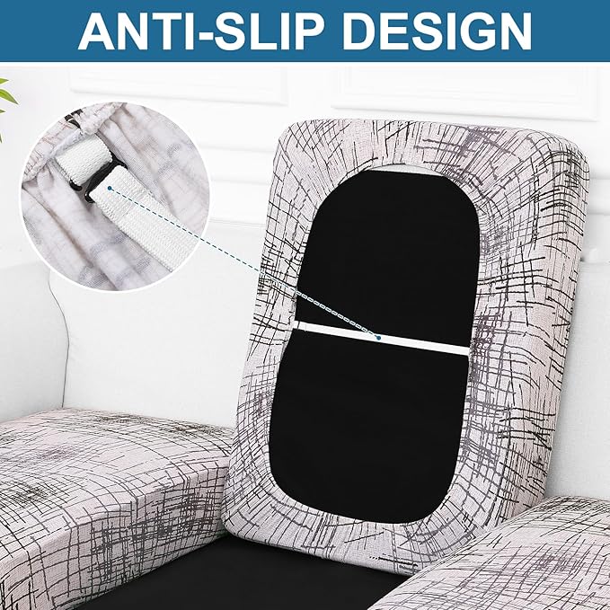 Smiry Printed Couch Cushion Covers, Stretch Soft Couch Covers for Sofa, Washable Non-Slip Sofa Slipcover Furniture Protector for Indoor and Outdoor (Medium, Brown and White)