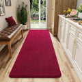 AROGAN Shag Runner Rug for Hallways, 2x6 Feet Washable Rugs with Memory Foam for Bedroom, Entryway Indoor Fluffy Throw Rug for Bedside Living Room Kids Girls Nursery Dorm Room Decor, Wine Red