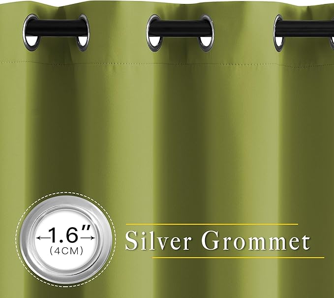 NICETOWN Fresh Green Blackout Curtains for Living Room, Grommet Thermal Insulated Window Drapes Room Divider Blinds Sound Reducing for Living Room, W46 x L102, 2 Pieces