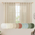 LAMIT Semi Sheer Linen Curtains 54 Inch Length 2 Panels, Light Filtering Panels Back Tab and Rod Pocket Neutral Drapes for Small Window/Bedroom, 52 x 54 Inch