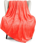 Exclusivo Mezcla Fleece Throw XL Blanket for Couch, Sofa, Super Soft and Warm Coral Orange Blankets, All Season, Cozy, Plush, Lightweight, 50x70 Inches