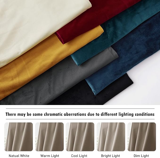 RYB HOME Camel Beige Velvet Curtains with Hook Tape, Thermal Insulated Privacy Protect Decorative Drapes for Home Theater, W 52 x L 72 inches, 2 Panels Set