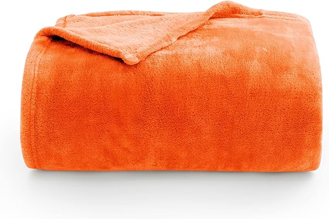 BEDELITE Fleece Blankets 108 inch x90 Size Orange Throw Blankets for Bed & Couch,Plush Cozy Fuzzy Blanket, Super Soft & Warm Lightweight Fall Blankets