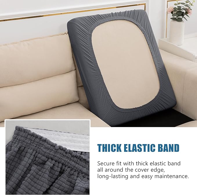 Water Repellent Sofa Seat Cushion Covers Stretch Furniture Protector Slip Covers for Settee Sofa Seat Cushion in Home Living Room (Sofa Cushion, Gray)