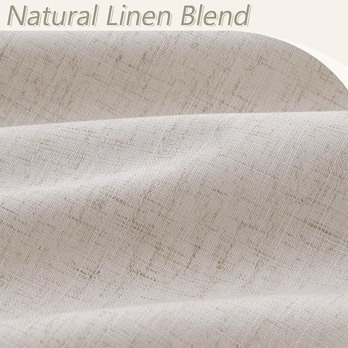 Guken 100% Blackout Curtains 96 Inch Length 2 Panels Set for Living Room Bedroom Back Tab Thermal Insulated Black Out Linen Drapes Room Darkening Window Curtains 96 Inches Long,Sand Beige