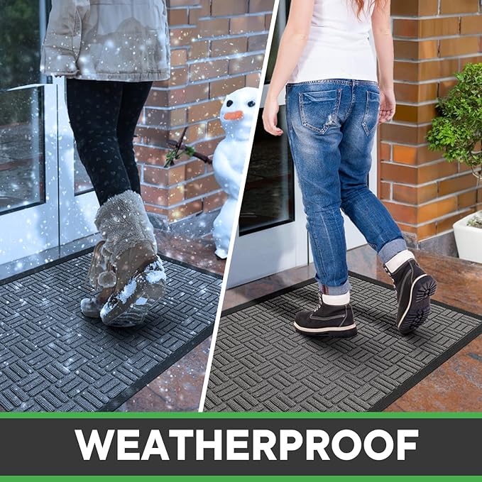 Mibao Front Door Mat, Heavy Duty Durable Welcome Mat for Outdoor Indoor, Dirt Trapper Waterproof Super Absorbent Door Mat for Entryway Outside Patio Porch, 73" x 46", Light Grey