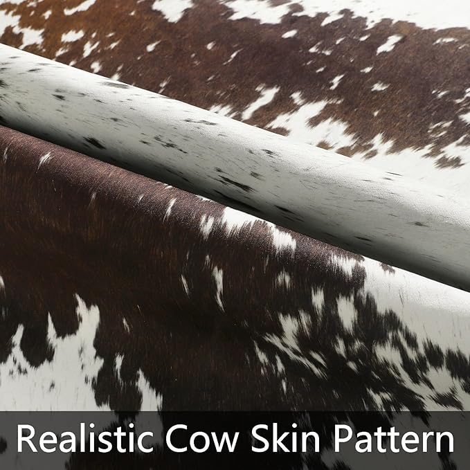 AROGAN White 6×7.2 Feet Faux Cow Print Rug Large - Cow Print Area Rug with No-Slip Backing, Large Animal Skin Rugs for Living Room, Offfice, Room Decor, Spots
