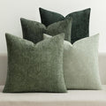 MIULEE Pack of 4 Couch Throw Pillow Covers 18x18 Inch Green Soft Decorative Chenille Pillow Covers Farmhouse Accent Cushion Covers for Boho Spring Home Decor Sofa Bedroom Living Room