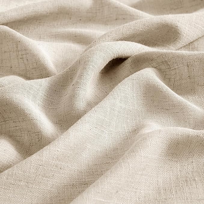 MIULEE Light Taupe Linen Curtains 108 Inches Long 2 Panels for Bedroom Living Room, Soft Linen Textured Window Drapes Semi Sheer Light Filtering Back Tab Rod Pocket Farmhouse Modern Burlap Look Decor