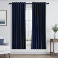 Guken Navy Blue 100% Blackout Curtains 72 Inch Length 2 Panels Set for Living Room Bedroom Back Tab Thermal Insulated Black Out Linen Drapes Room Darkening Window Curtains 72 Inches Long
