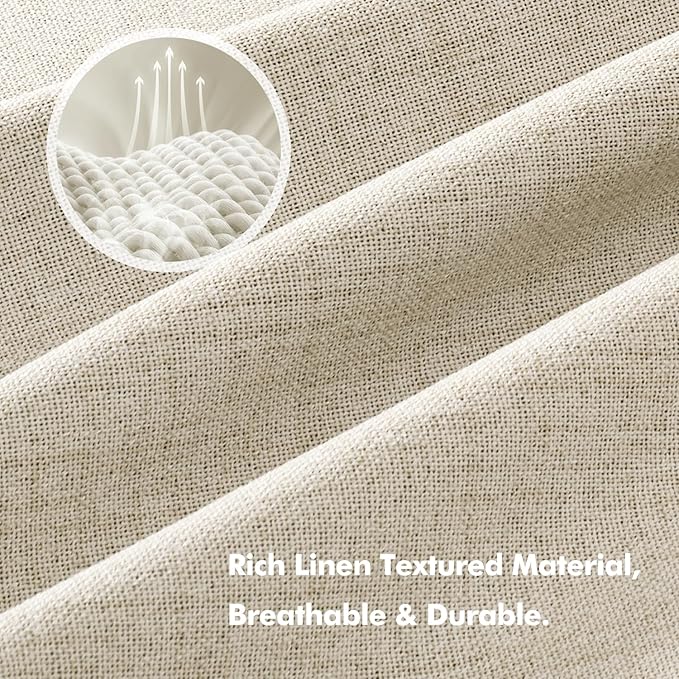 MIULEE 100% Blackout Linen Curtains for Bedroom, Cream Solid Luxury Decor Thermal Insulation Room Darkening Drapes for Living Room Nursery Back Tab Rod Pocket 42 x 84 Inches, 2 Panels