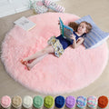 Amdrebio Light Pink Small Cute Round Rug 3Ft for Girls Bedroom, Fluffy Circle Area Rugs for Kids Room Decor Aesthetic, Shag Fuzzy Carpet for Nursery, Preppy Dorm, Classroom, Playroom, Teen, Baby