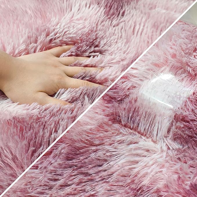 Tie-Dyed Blush 2x6 Machine Washable Runner Rugs for Hallway Soft Fluffy Shaggy Bedside Rugs for Bedroom Living Room Indoor Floor Carpet for Kids Girls and Boys Nursery Rooms Home Decor Aesthetic