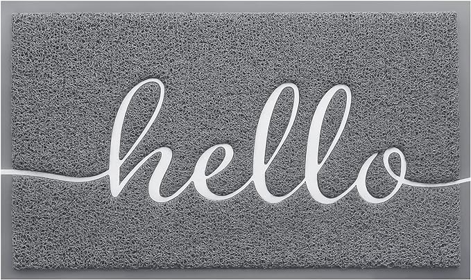 BeneathYourFeet Door Mat (32"x20",Grey), Welcome Mat Low Profile Front Doormat Indoor Outdoor Door Non Slip Rugs for Entryway, Patio, High Traffic Areas