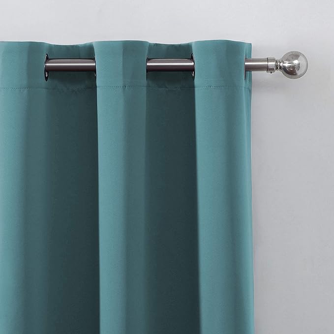 LEMOMO Sea Teal Thermal Blackout Curtains/52 x 63 Inch/Set of 2 Panels Room Darkening Curtains