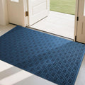 Mibao Front Door Mat Indoor Outdoor Entrance, Dirt Trapping Waterproof All-Season, All-Weather Doormat, Non-Slip Durable Natural Rubber Low Profile Easy Clean Patio Entrance Mat, 47" x 31.5", Blue
