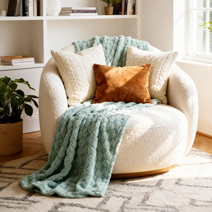 Bedsure GentleSoft Twin Blanket for Bed - Super Soft Cozy Spring Blankets for Kids Girls, Cute Fuzzy Fleece Throws for Bedroom Couch, Sage Green, 60x80 Inches