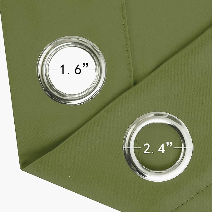 LEMOMO Olive Green Thermal Blackout Curtains/42 x 84 Inch/Set of 2 Panels Room Darkening Curtains for Bedroom