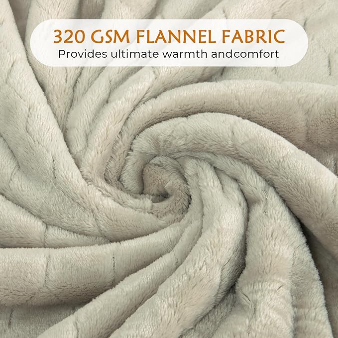 TOONOW Fleece Blanket Textured Fuzzy Plush Throw Blanket Twin Size 60" x 80", Super Soft Fluffy Bed Blanket Geometric Pattern Comfy Microfiber Flannel Blankets for Couch, Bed, Sofa, Pumice Stone
