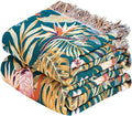 MSGKV Boho Throw Blanket for Bed 60"x80" 100% Cotton Jungle Animal Couch Blanket Spring Breathable Lightweight Twin Size Blankets for Sofa Home Decor Muslin All Seasons