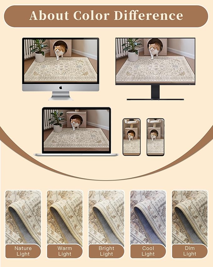 Madane Hallway Runner Rug 2'6''x14', Non Slip Vintage Runners for Hallways Washable Kitchen Rugs Soft Low Pile 2.5x14 ft Rug Runner for Laundry Room, Entryway and Bedroom, Beige/Blue