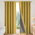 Joydeco Blackout Curtains for Bedroom - 96 Inch Long 100% Light Blocking 2 Panels Set Yellow Drapes, Thermal Insulated Room Darkening Curtains, Linen Textured for Living Room, Rod Pocket & Back Tabs