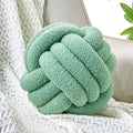 Uvvyui Knot Pillow Ball, Soft Home Decorative Pillows, Round Throw Pillow, Handmade Knotted Plush Pillow, Round Boucle Pillow Cushion (14 Inches Sage Green)