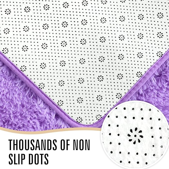 LOCHAS Ultra Soft Indoor Modern Area Rugs Fluffy Living Room Carpets for Children Bedroom Home Decor Nursery Rug 4x5.3 Feet,Lavender Purple
