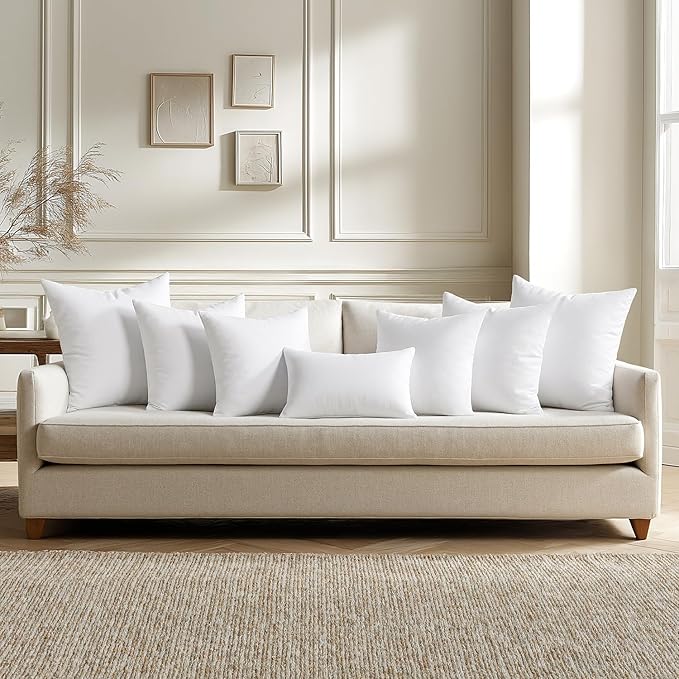MIULEE Throw Pillows Inserts, Pack of 4 18x18 Inch 100% Virgin Fiber Filling Bed Couch Pillows