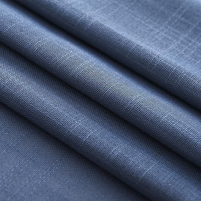 Navy Blue Curtains for Living Room Back Tab Modern Farmhouse Semi Sheer Blue Curtains 72 inches Long 2 Panels Set Muted Neutral Window Curtain for Dining Room Bedroom 60x72