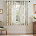 jinchan Linen Blend Floral Curtains for Living Room 63 Inch Length Farmhouse Printed Curtain Rod Pocket Back Tab Sage Green Peony Flower Patterned Drapes Bedroom Curtains Set 2 Panels