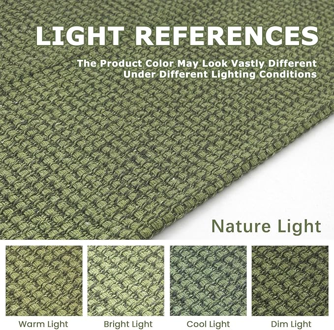 KOZYFLY Rugs for Entryway 3x5 ft Washable Area Rug Non Slip Rubber Backed Entry Rug Woven Indoor Door Mat Cotton Kitchen Rugs Floor Carpet for Entryway, Foyer, Backdoor, Bright Green/Earthy Green
