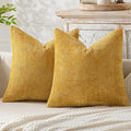MIULEE Pack of 2 Euro Sham Pillow Covers 24x24 Inch Neutral Gold Modern Boho Accent Decorative Throw Pillow Covers Soft Chenille Farmhouse Cushion Covers for Home Decor Couch Bed Sofa Living Room