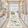 Hallway 4x10 Washable Area Rugs: Indoor Floral Scalloped Rug for Kitchen Entryway Farmhouse Nursery Bathroom Soft Carpet with Non Slip Backing Water Resistant Thin Laudry Floor Mat (4x10,Cream)
