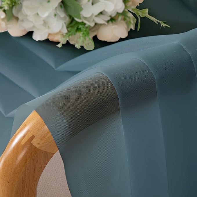 OWENIE Sheer Curtains 96 inches Long for Bedroom Living Room 2 Panels Set, Farmhouse Rod Pocket Light Filtering Voile Sheer Curtain, 42Wx96L inch, Dusty Blue