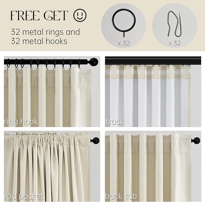 Topfinel 54 Inch Long Blackout Tiers Curtains for Small Window Cream Colored Custom Short Curtain Drapes for Livingroom Bedroom Thermal Insulated Linen Cafe Drapes 2 Panels (W52 xL54) Cream Ivory