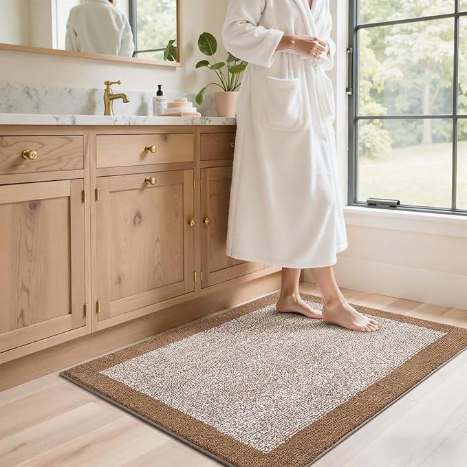 48x32 Large Bathroom Rugs Washable Non Slip, Coffee Bath Mat for Bathroom Floor Tub, Soft Absorbent Quick Dry Mats for Shower, Bathtub,Home Decor
