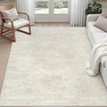 6x9 Area Rugs for Living Room: Vintage Boho Neutral Washable Rug Indoor Soft Large Area Rug Carpet for Bedroom Nursery Farmhouse Dining Room Office Floor Non-Slip Low Pile Under Table Rug Cream Beige
