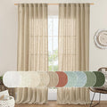 LAMIT Living Room Linen Curtains - 90 Inch, Back Tab & Rod Pocket, Light Filtering, Burlap Textured Sheer Curtains for Farmhouse, 2 Panels, 52 x 90 Inch, Brown