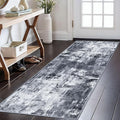 KOZYFLY Modern Abstract Runner Rug 2x6 Washable Grey/Black/Black Runners for Hallways Kitchen Runner Rug Non Slip Carpet Rug Runner Laundry Mat with Soft Low Pile for Entryway Bathroom Bedroom Kitchen