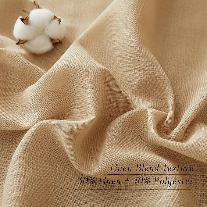 NICETOWN Flax Burlap Linen Curtains for Room Divider, Grommet Top Thick Flax Semi Sheer Vertical Drapes Privacy Assured with Light Filtering for Sliding Glass Door, W68 x L84, 2 Pieces
