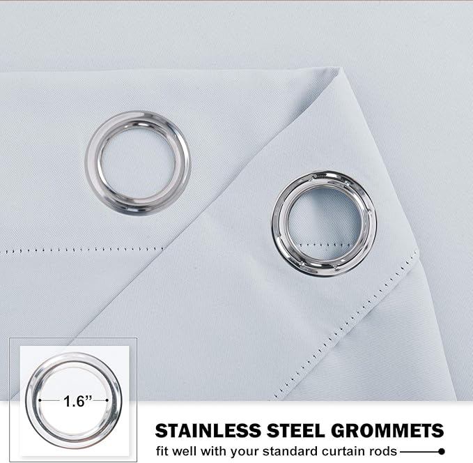 NICETOWN Greyish White Kitchen Curtain Panels - Room Darkening Energy Efficient Kitchen Curtain Panels Grommet-Top for Short Window Thanksgiving Gift (2-Pack, W42 x L36 inches 1.2 inches Header)