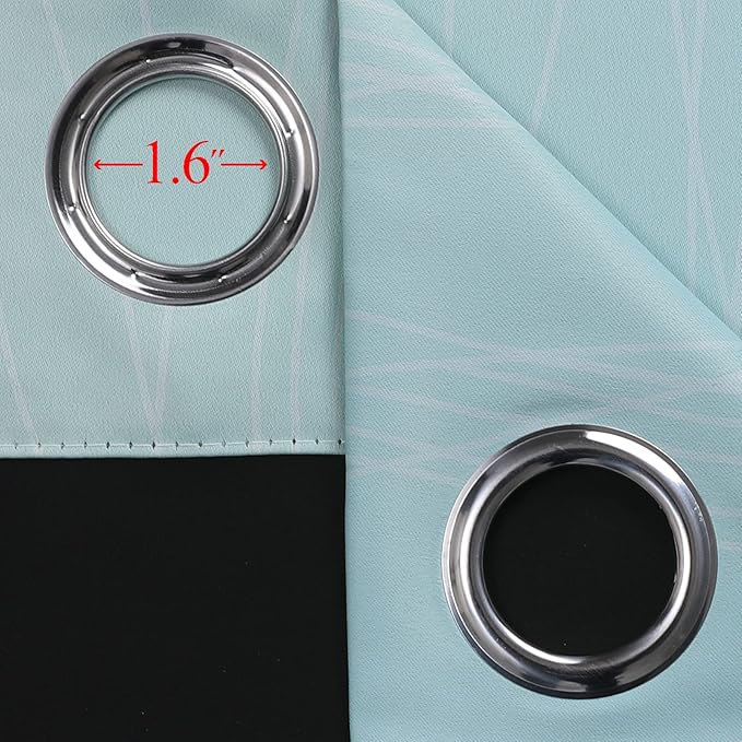 Estelar Textiler Beige and Aqua Ombre Blackout Curtains 45 Inch Length 2 Panels, Full Room Darkening Gradient Drapes for Kitchen, Thermal Insulated Grommet Short Curtains for Bathroom, 42Wx45L